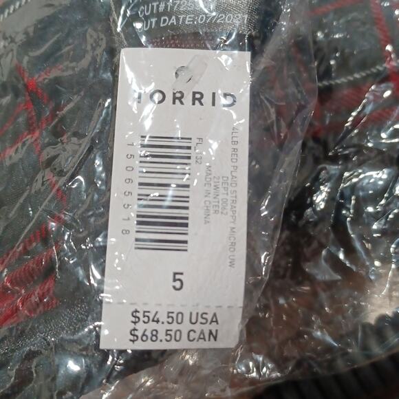 TORRID  UNLINED LONGLINE STRAPPY BRALETTE - PLAID RED SIZE 5 - Picture 7 of 7